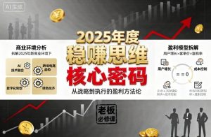 2025年度稳賺思维老板创业营，拆解2025年新商业环境下，企业实现持续盈利的核心密码-七量思维