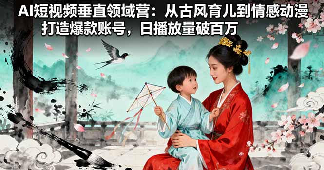 AI短视频垂直领域营：从古风育儿到情感动漫，打造爆款账号,日播放量破百万-七量思维