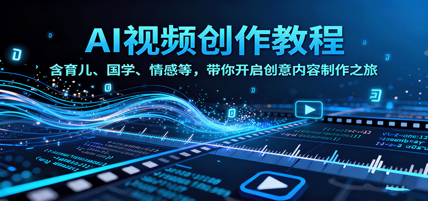 AI视频创富课，含育儿、国学、情感等，带你开启创意内容制作之旅-七量思维