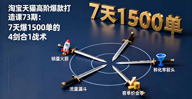 淘宝天猫高阶爆款打造课73期：7天爆1500单的4剑合1战术-七量思维