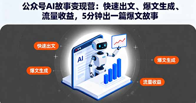 公众号AI故事变现营：快速出文、爆文生成、流量收益，5分钟出一篇爆文故事-七量思维