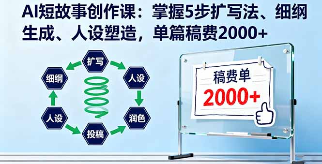 AI短故事创作课：掌握5步扩写法、细纲生成、人设塑造，单篇稿费2000+-七量思维
