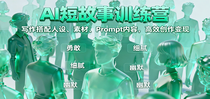 AI短故事训练营：写作搭配人设、素材、Prompt内容，高效创作变现-七量思维
