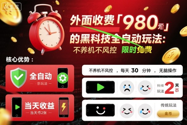 外面收费980的黑科技全自动玩法，不养机不风控，每天30分钟，无脑操作，当天收益2张【揭秘】-七量思维