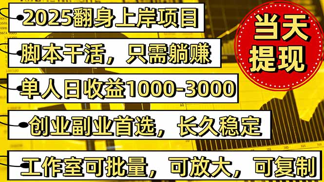 稳定八年美金掘金2.0脚本干活，只需躺赚。单人日收益1000-3000可批量、…-七量思维