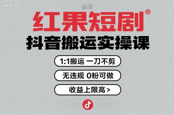 红果短剧拉新之抖音搬运实操课，1：1搬运，一刀不剪，无违规，0粉可做，收益上限高-七量思维