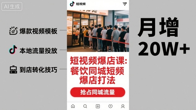 短视频爆店课，餐饮同城短视频爆店打法-七量思维