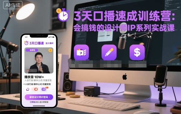 3天口播速成训练营，会搞钱的设计师IP系列实战课-七量思维