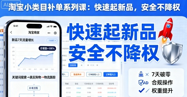 淘宝小类目补单系列课，快速起新品，安全不降权-七量思维