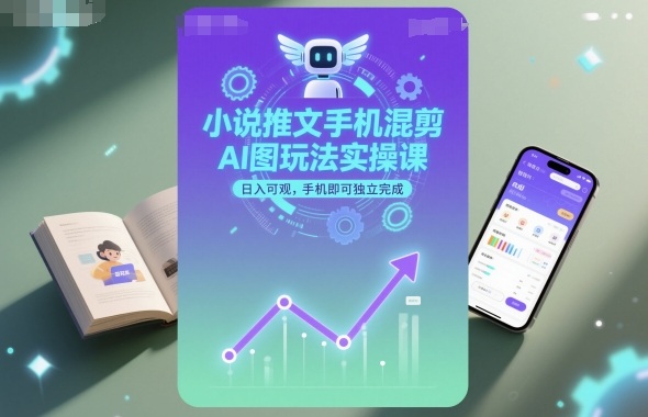 小说推文手机混剪AI图玩法实操课，日入可观，手机即可独立完成-七量思维