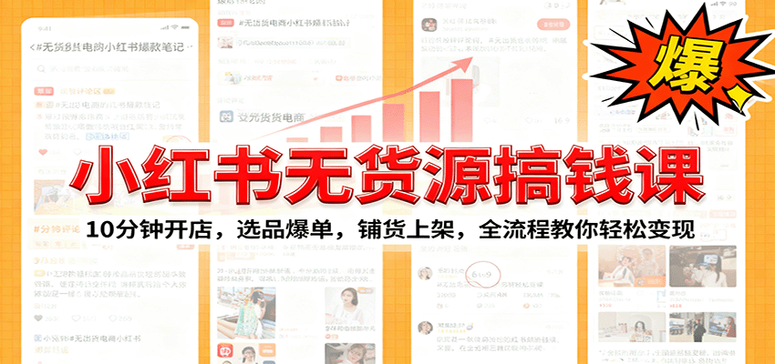 小红书无货源爆单课：10分钟开店，选品爆单，铺货上架，全流程教你轻松变现-七量思维