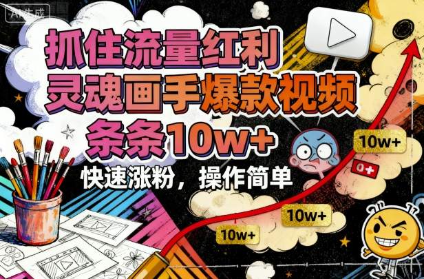 抓住流量红利，灵魂画手爆款视频，条条10w+，快速涨粉，操作简单-七量思维