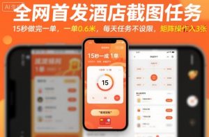全网首发酒店截图任务,15秒做完一单,一单0.6米,每天任务不设限,矩阵操作日入3张【揭秘】-七量思维