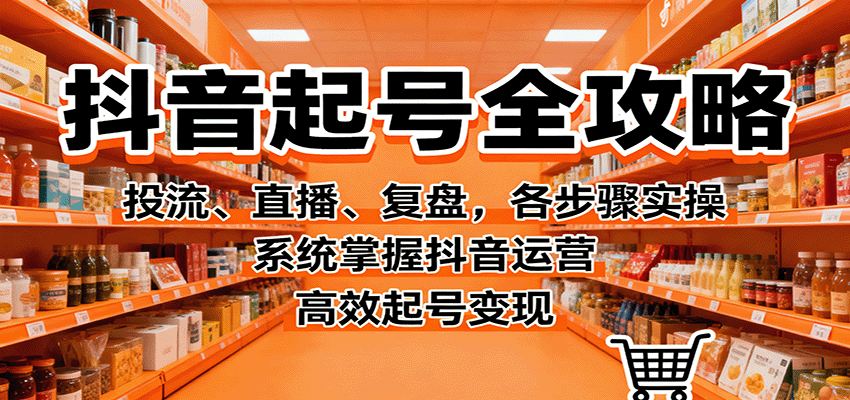 抖音起号全攻略，投流、直播、复盘，各步骤实操，系统掌握抖音运营，高效起号变现-七量思维
