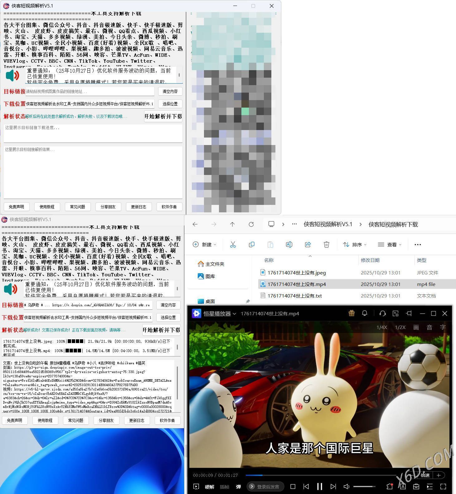 侠客多平台短视频解析去水印工具 V5.1-七量思维