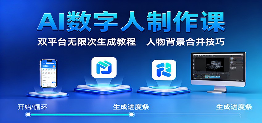 AI数字人制作课:双平台无限次生成教程,人物背景合并技巧-七量思维