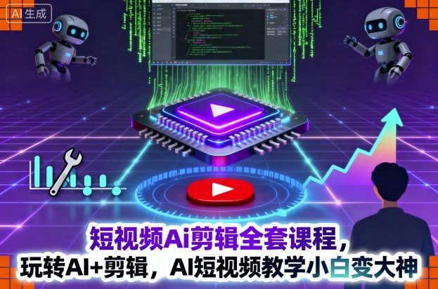 短视频Ai剪辑全套课程，玩转AI+剪辑，AI短视频教学小白变大神-七量思维