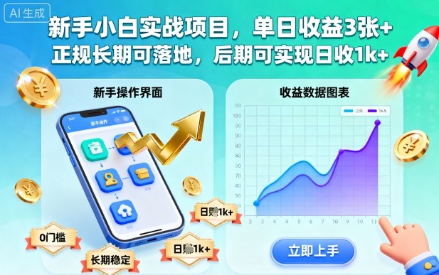 新手小白实战项目，单日收益3张+，正规长期可落地，后期可实现日收1k+【揭秘】-七量思维