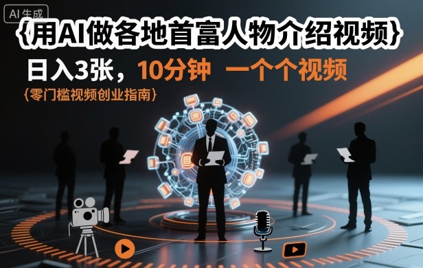 用AI做各地首富人物介绍视频，日入3张，10分钟一个视频-七量思维