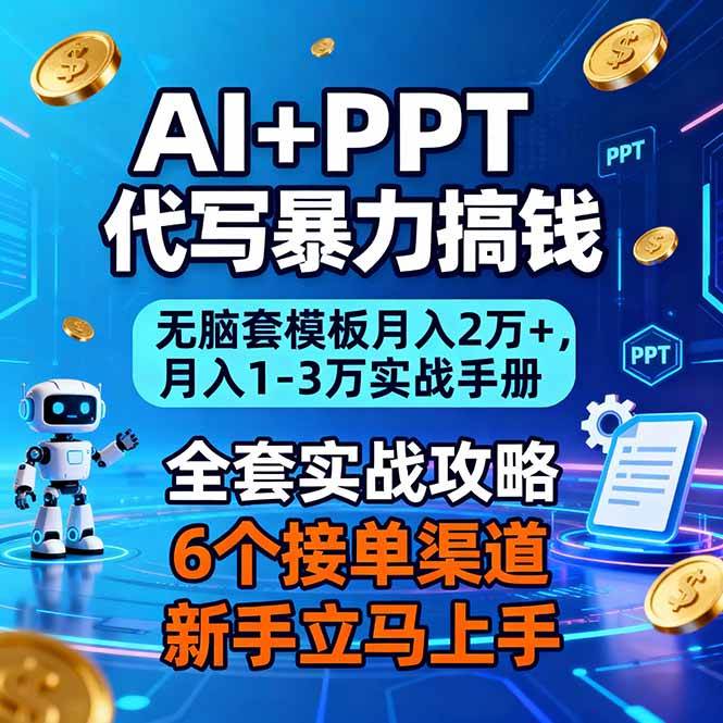 （16783期）AI+PPT代写暴力搞钱：无脑套模板月入2万+，月入1-3万实战手册-七量思维