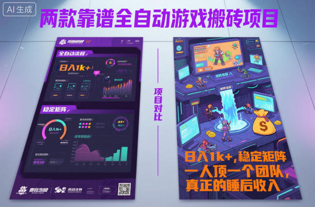 两款靠谱全自动游戏搬砖项目，日入1k+，稳定可矩阵，一人顶一个团队，真正的睡后收入【揭秘】-七量思维