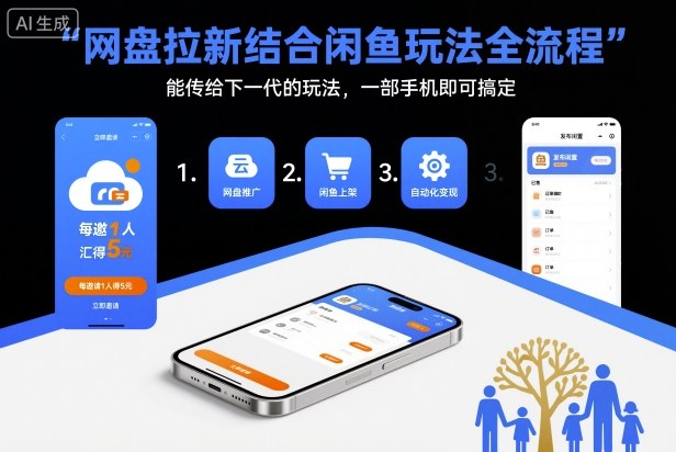 网盘拉新结合闲鱼玩法全流程,能传给下一代的玩法,一部手机即可搞定(附入口渠道以及实操教程)-七量思维