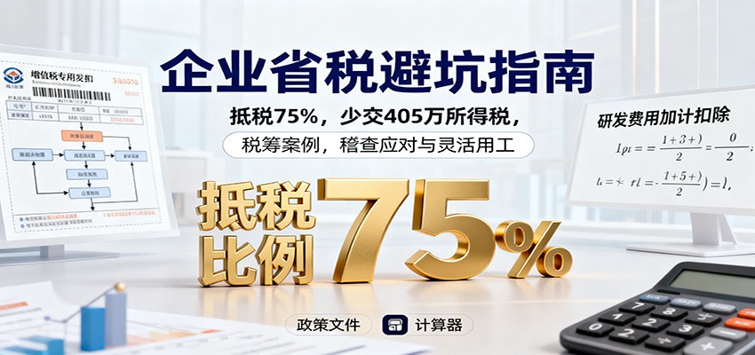 企业省税避坑指南：抵税75%，少交405万所得税，税筹案例，稽查应对与灵活用工-七量思维