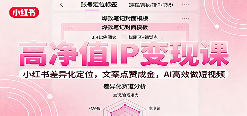 高净值IP变现课:小红书差异化定位,文案点赞成金, AI高效做短视频-七量思维