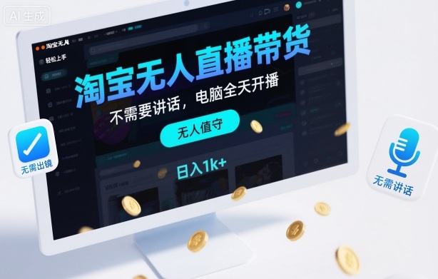淘宝无人直播带货,不需要出镜,不需要讲话,电脑全天开播,轻松上手,日入1k+【揭秘】-七量思维