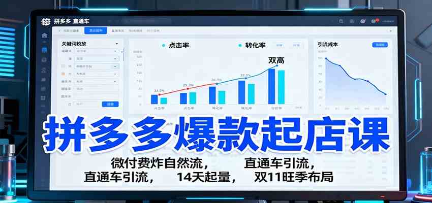 拼多多爆款起店课:微付费炸自然流,直通车引流,14天起量,双11旺季布局-七量思维