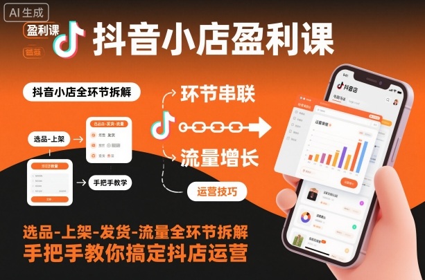 抖音小店盈利课-选品-上架-发货-流量全环节拆解,手把手教你搞定抖店运营-七量思维