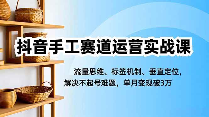 (16667期)抖音手工赛道运营实战课,流量思维、标签机制、垂直定位,解决不起号难题,单月变现破3万-七量思维