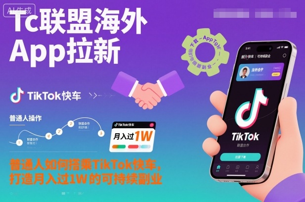 Tc联盟海外App拉新:普通人如何搭乘TikTok快车,打造月入过1W的可持续副业-七量思维
