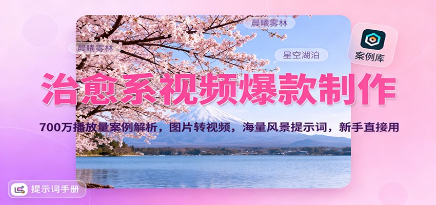 治愈系视频爆款制作，700万播放量案例解析，图片转视频，海量风景提示词，新手直接用-七量思维