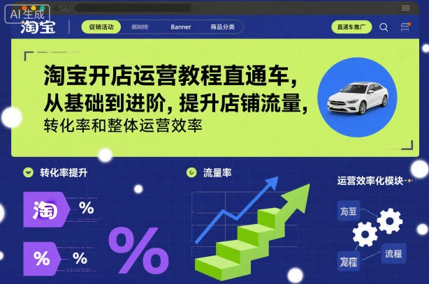 【精】淘宝开店运营教程直通车,从基础到进阶,提升店铺流量,转化率和整体运营效率(更新11月)-七量思维