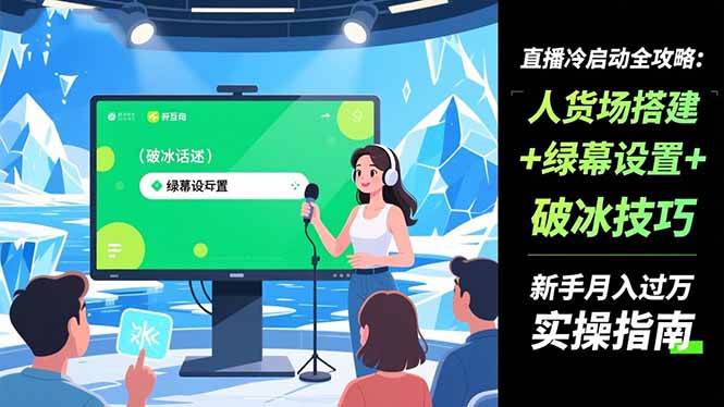 （16605期）直播冷启动全攻略:人货场搭建+绿幕设置+破冰技巧，新手月入过万实操指南-七量思维