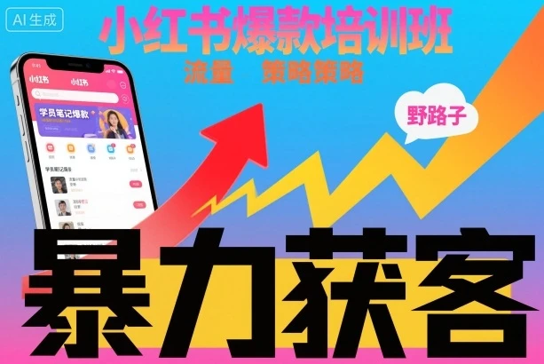 小红书爆款培训班，小红书获客野路子流量打法，暴力持续获客-七量思维