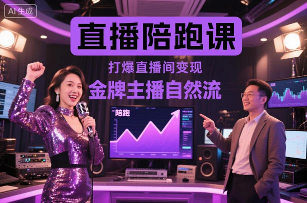 【精】直播陪跑课，金牌主播自然流打爆直播间，复制高变现玩法-七量思维