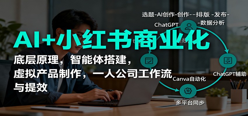 AI+小红书商业化,底层原理,智能体搭建,虚拟产品制作,一人公司工作流与提效-七量思维
