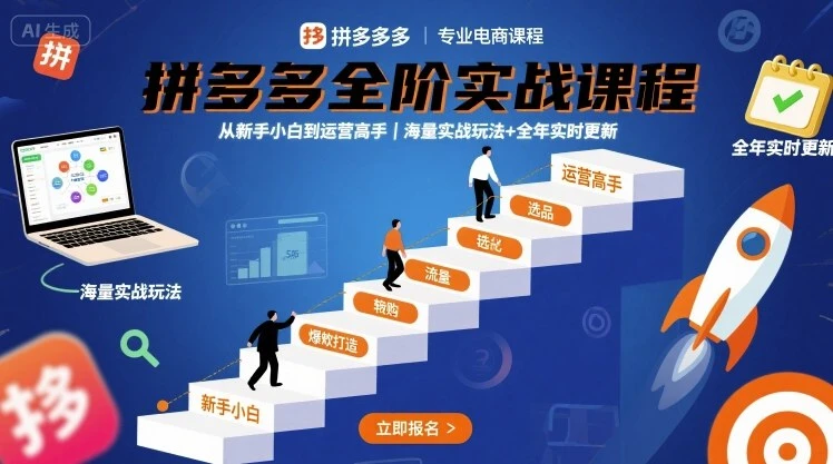 【精】拼多多全阶实战课程,从新手小白到运营高手,海量实战玩法+全年实时更新【2025年10月更新】-七量思维