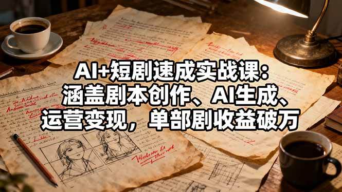 （16359期）AI+短剧速成实战课：涵盖剧本创作、AI生成、运营变现，单部剧收益破万-七量思维