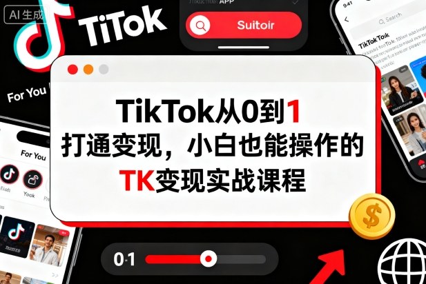 TikTok从0到1打通变现，小白也能操作的TK变现实战课程-七量思维