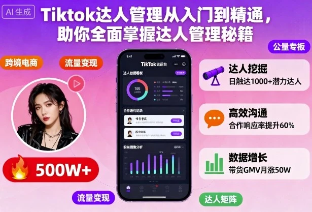【精】Tiktok达人管理从入门到精通,助你全面掌握达人管理秘籍-七量思维