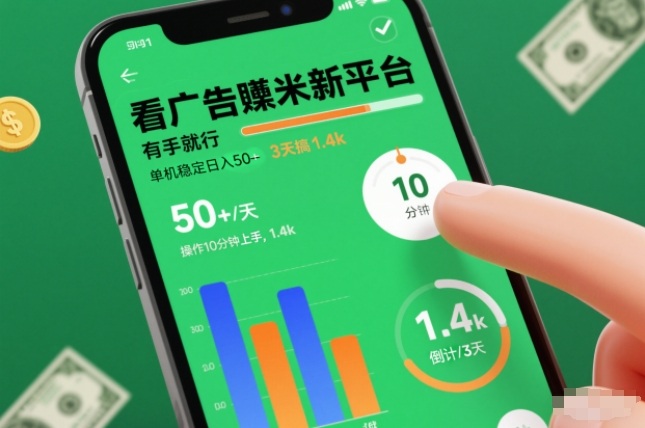 看广告賺米新平台，有手就行，单机稳定日入50+，操作10分钟上手，3天搞了1.4k【揭秘】-七量思维
