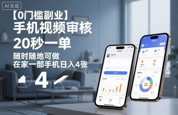 【0门槛副业】手机视频审核，20秒一单，随时随地可做，在家一部手机日入4张【揭秘】-七量思维