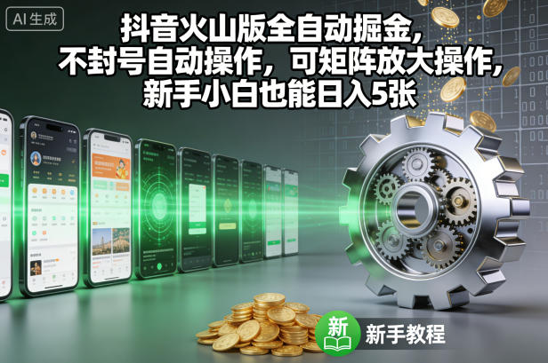 抖音火山版全自动掘金,不封号自动操作,可矩阵放大操作,新手小白也能日入5张【揭秘】-七量思维
