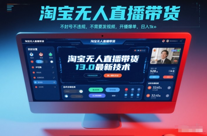 淘宝无人直播带货13.0最新技术,不封号不违规,不需要发视频,开播爆单,日入1k+【揭秘】-七量思维