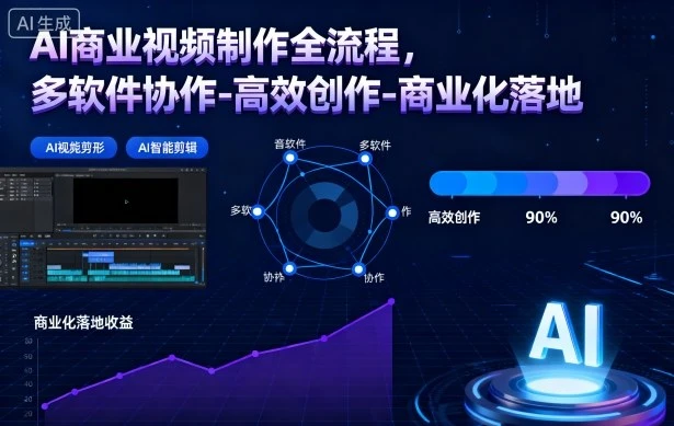 【精】AI商业视频制作全流程,多软件协作-高效创作-商业化落地-七量思维