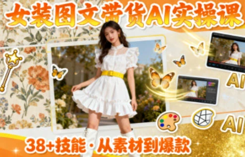 【精】女装图文带货的AI实操课,覆盖38个实用技能,快速提升素材制作效率-七量思维