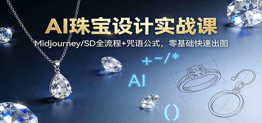 AI珠宝设计实战课:Midjourney/SD全流程+咒语公式,零基础快速出图-七量思维